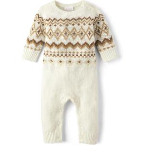 The Children’s Place unisex-baby And Newborn Knit Fairsile Romper(Cinnamon Fairisle)