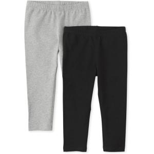 The Children’s Place,Girls,Assorted Everyday Capri Leggings(Black/ Smoke Gray 2-pack)