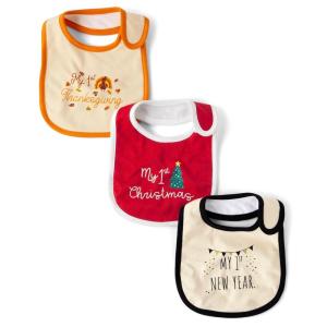 The Children’s Place,Unisex Baby,And Newborn My First Holiday Seasonal Bibs,1st Thanksgiving/1st Christmas/1st New Year 3-Pack,One Size