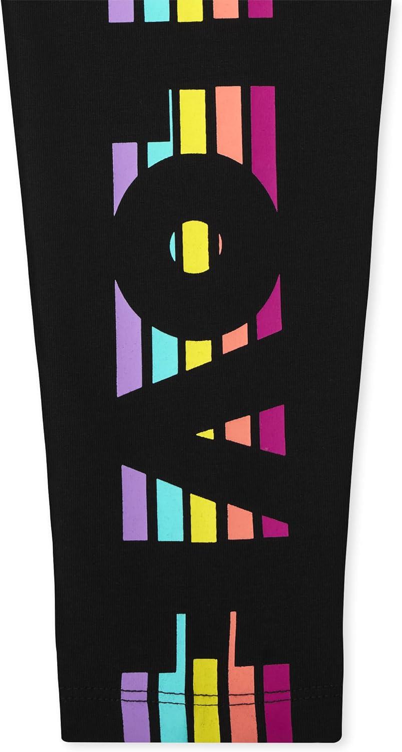 imageThe Childrens Place Big Girls Fashion Leggings Heather Grey 47827 Pack of 2 Large1012Black WRainbow Stripes