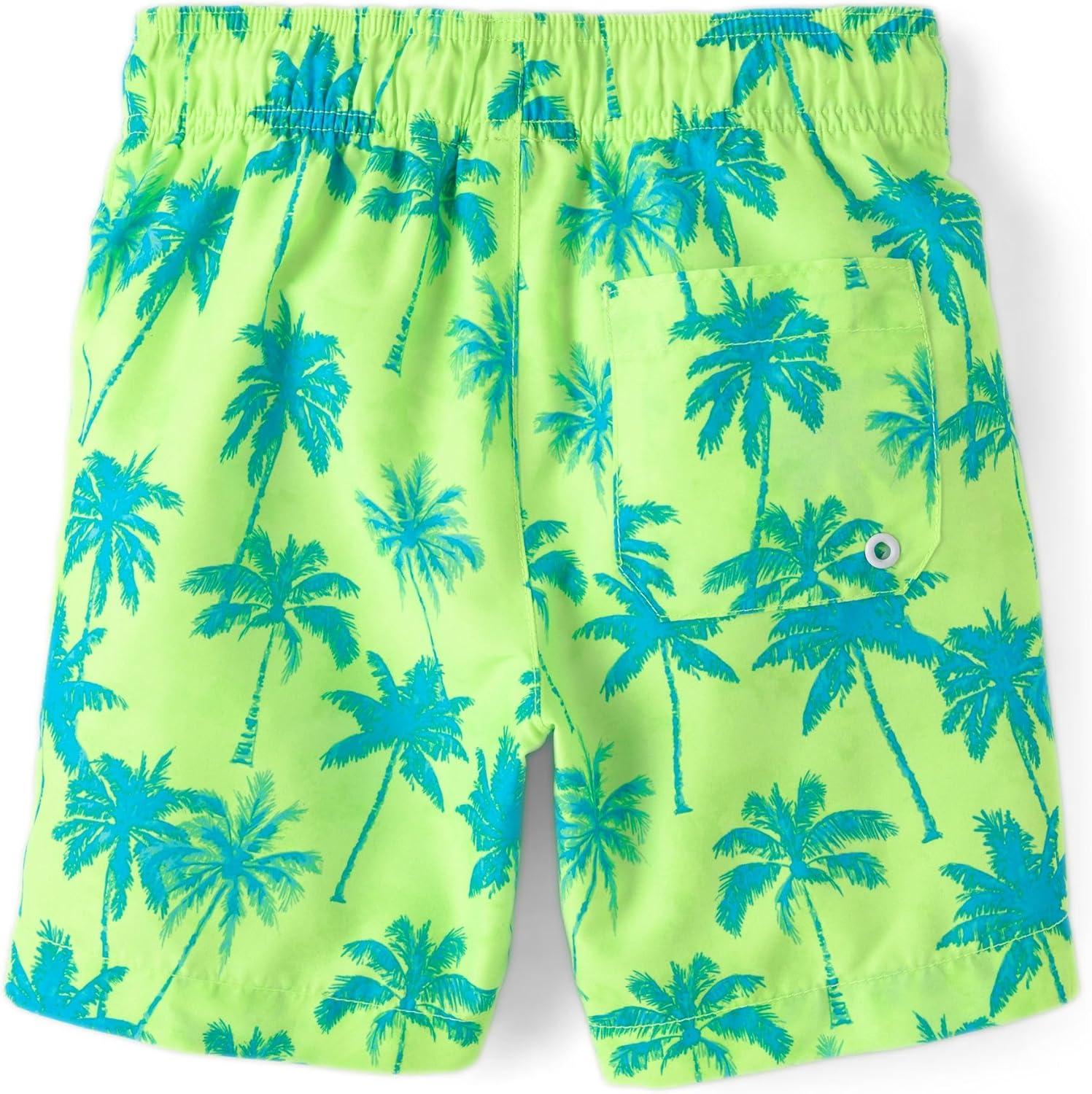 imageThe Childrens Place Boys Long Sleeve Rashguard and Swim Trunks 2 Piece SetLime Zest
