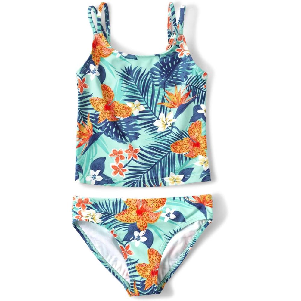 imageThe Childrens Place Girls 2Piece Tankini SwimsuitTropical Mellow Aqua