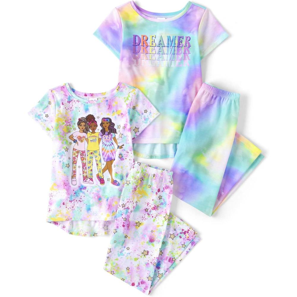 imageThe Childrens Place girls Short Sleeve Top and Pants2 Piece Pajama SetDreamer 2pack
