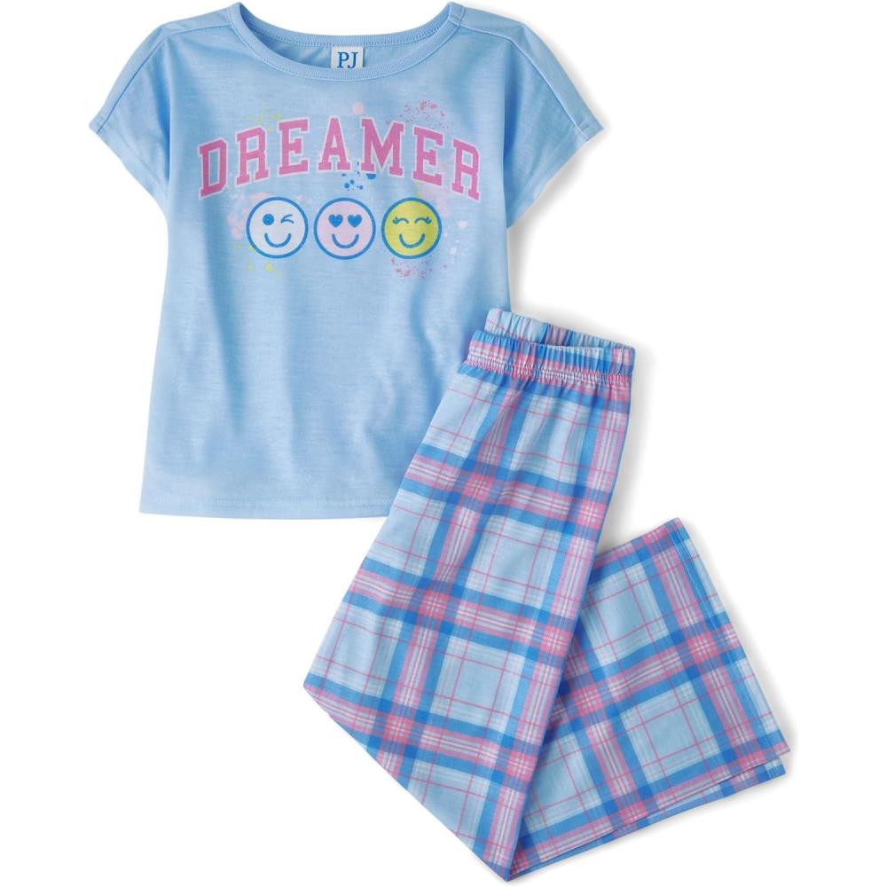 imageThe Childrens Place girls Short Sleeve Top and Pants2 Piece Pajama SetDreamer
