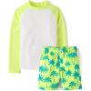 The Children’s Place Boys’ Long Sleeve Rashguard and Swim Trunks, 2 Piece Set(Lime Zest)