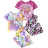 The Children’s Place girls Short Sleeve Top and Pants,2 Piece Pajama Set(Rainbow/Unicorn 2-pack)