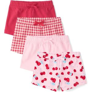 The Children’s Place Baby Girls’ and Toddler Assorted Knit Shorts(Cherries 4-pack)