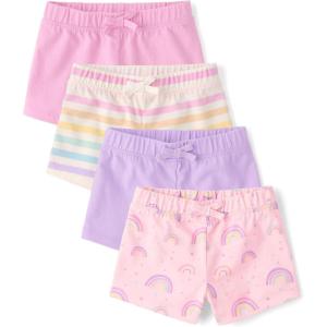 The Children’s Place Baby Girls’ and Toddler Assorted Knit Shorts(Rainbow 4-pack)