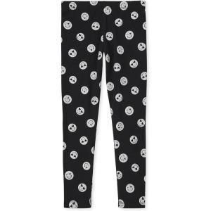 The Children’s Place Big Girls’ Fashion Leggings, Heather Grey 47827 (Pack of 2), Large/10/12(Glitter Black Smiley Face)