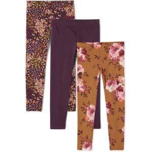 The Children’s Place Big Girls’ Fashion Leggings, Heather Grey 47827 (Pack of 2), Large/10/12(Purple Boquets/Violet/Brown Floral 3-pack)