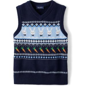 The Children’s Place Boys Sweater Vest(Easter Bunny Striped Vest)