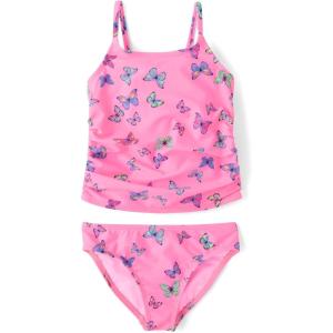 The Children’s Place Girls 2-Piece Tankini Swimsuit(Neon Happy Pink)