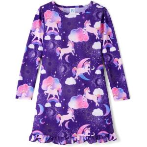 The Children’s Place Girls’ Long Sleeve Nightgown(Purple Unicorns)