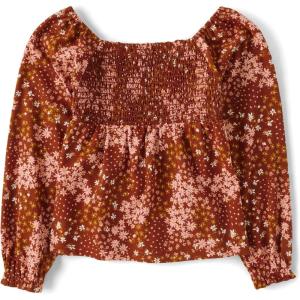The Children’s Place Girls Long Sleeve Smocked Peplum Top(Hot Spice)