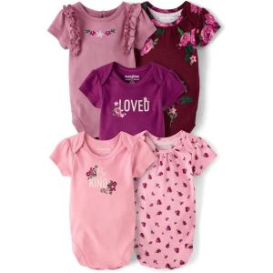 The Children’s Place baby-boys And Newborn Short Sleeve Bodysuits,multipacks(Pink Floral 5-pack)