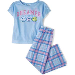 The Children’s Place girls Short Sleeve Top and Pants,2 Piece Pajama Set(Dreamer)