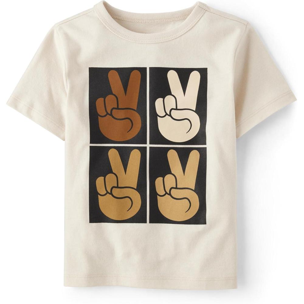 imageThe Childrens Place BabyGirls and Toddler Basic Long Sleeve Layering TeesPeace Sign Hands