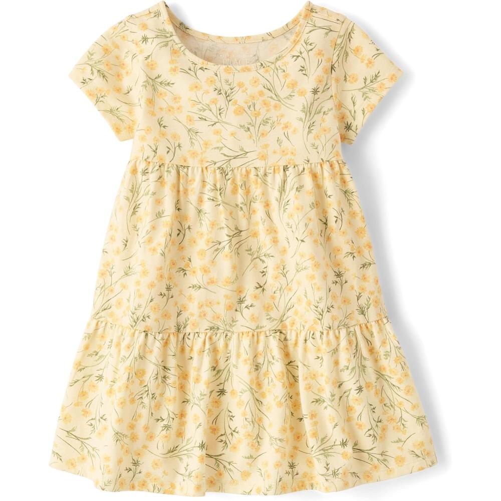 imageThe Childrens Place BabyGirls and Toddler Tiered Dress Short SleeveVanilla Wafer