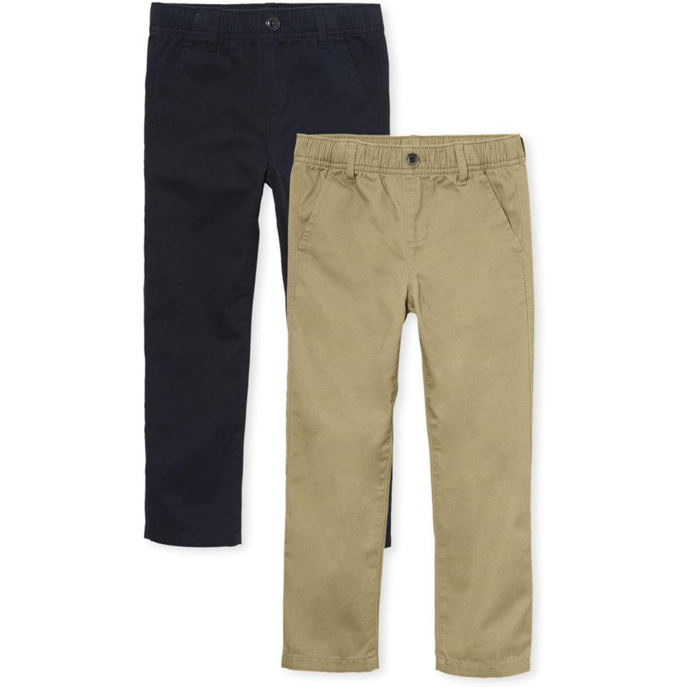 imageThe Childrens Place Boys Pull On Chino PantsFlaxNew Navy 2pack