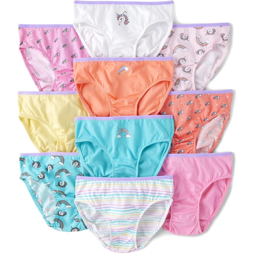 imageThe Childrens Place girls Cotton Brief Underwear Variety PackMulti Color Print 10pack