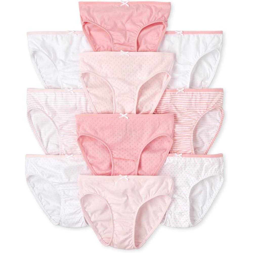 imageThe Childrens Place girls Cotton Brief Underwear Variety PackPinksWhites 10pack