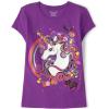 The Children’s Place Girls’ Short Sleeve Graphic T-Shirt(Purple Halloween Unicorn)
