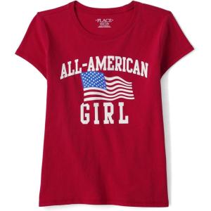 The Children’s Place Girls’ Short Sleeve Graphic T-Shirt(All American Girl)