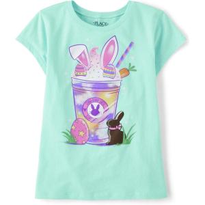 The Children’s Place Girls’ Short Sleeve Graphic T-Shirt(Easter Bunny Milkshake)