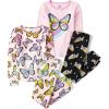 The Children’s Place girls Long Sleeve Top and Pants Snug Fit 100% Cotton 2 Piece Pajama Set(Butterfly/Stars 2-pack)