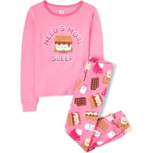The Children’s Place girls Long Sleeve Top and Pants Snug Fit 100% Cotton 2 Piece Pajama Set(Need Smores Sleep)
