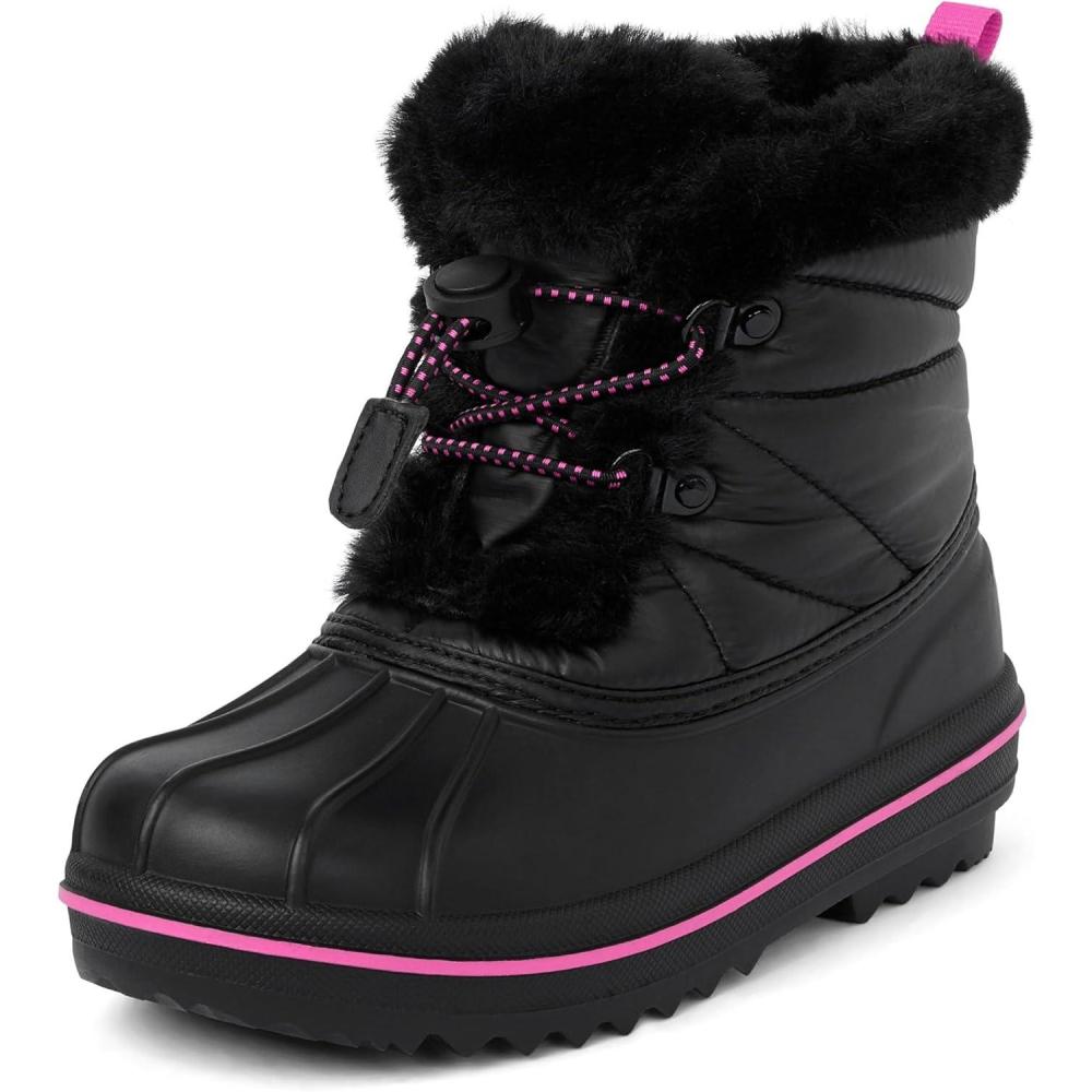 imageThe Childrens Place Girls Faux Fur Trim Winter Snow BootsBlack Toggle
