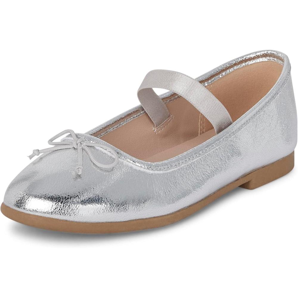 imageThe Childrens Place Girls Girls Closed Toe Ballet FlatsSilver