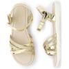 The Children’s Place Girls’ Adjustable Ankle Strap Flat Sandals(Gold Glitter Crisscross)