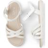 The Children’s Place Girls’ Adjustable Ankle Strap Flat Sandals(White Glitter Crisscross)