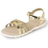 The Children’s Place Girls’ Adjustable Ankle Strap Flat Sandals(Gold Glitter Crisscross)