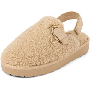 The Children’s Place Girls Girls Comfy Slip on Clog with Backstrap, Faux Fur Lined(Brown)