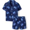 The Children’s Place Baby Boys’ And Toddler Gauze Short Sleeve Shirt and Shorts, 2 Piece Outfit(Tidal Crabs)