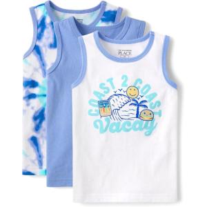 The Children’s Place Boys and Toddler Assorted Sleeveless Tank Tops(Bright Sky 3-pack)