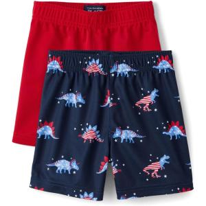 The Children’s Place Baby Boys’ and Toddler Boys’ Athletic Basketball Shorts(Americana 2-pack)