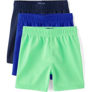 The Children’s Place Baby Boys’ and Toddler Boys’ Athletic Basketball Shorts(Wasabi 3-pack)