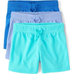 The Children’s Place Baby Boys’ and Toddler Quick Dry Mesh Basketball Shorts(Pastel Blue 3-pack)