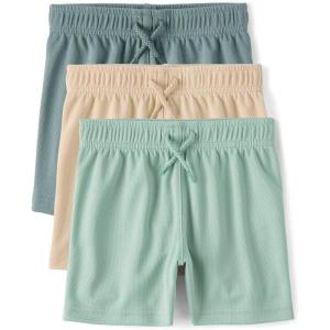 The Children’s Place Baby Boys’ and Toddler Quick Dry Mesh Basketball Shorts(Spruce/Sand/Olive 3-pack)