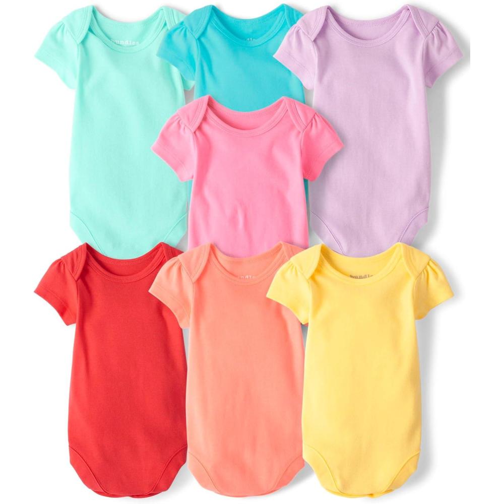 imageThe Childrens Place Baby Boys And Newborn Short Sleeve Bodysuits MultipacksPastel 7pack