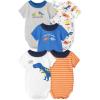 The Children’s Place Baby Boys’ And Newborn Short Sleeve Bodysuits, Multipacks(Dinos/Stripe 5-pack)