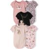 The Children’s Place Baby Boys’ And Newborn Short Sleeve Bodysuits, Multipacks(Leopard 5-pack)