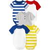 The Children’s Place Baby Boys’ And Newborn Short Sleeve Bodysuits, Multipacks(Stripe/Ragland 5-pack)