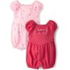 The Children’s Place Baby Girls’ And Newborn Everyday Summer Rompers(Cherries/Pink 2-pack)