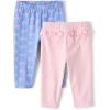 The Children’s Place Baby Girls’ and Newborn Pull on Pants(Bows/Pink Ruffle 2-pack)