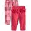 The Children’s Place Baby Girls’ and Newborn Pull on Pants(Pink Gingham/Ruffle 2-pack)