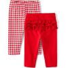 The Children’s Place Baby Girls’ and Newborn Pull on Pants(Red Gingham/Red Ruffle 2-pack)